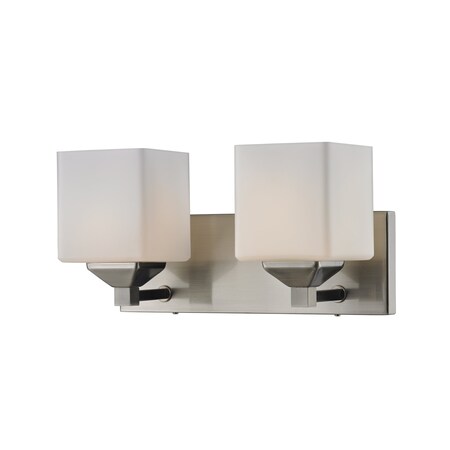 Z-Lite Quube 2 Light Vanity, Brushed Nickel & Matte Opal 2104-2V